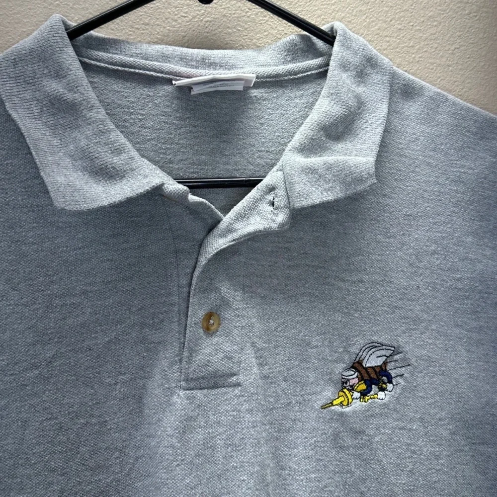Vintage Hanes Men's Gray‎ Embroidered Bee Hornet Polo Shirt Short Sleeve Large